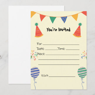 Vul de blanco verjaardagsuitnodiging in kaart