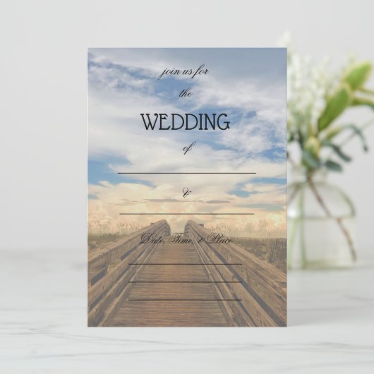 Vul de Blank Uitnodiging van het Beach huwelijk in (Staand voorkant)