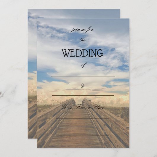Vul de Blank Uitnodiging van het Beach huwelijk in (Voorkant / Achterkant)