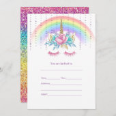 Vul de Uitnodiging van Unicorn in (Voorkant / Achterkant)
