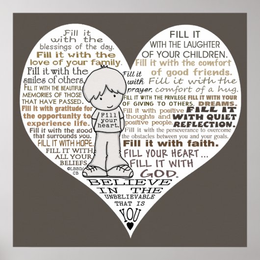 Vul je hart donkerbruin poster (Voorkant)