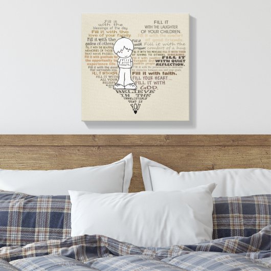 Vul je hart-toon canvas afdruk (Insitu (Slaapkamer))