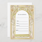 Vul uitnodiging aquarel vintage retro bloem (Voorkant / Achterkant)