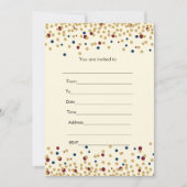 Vul uitnodiging confetti goud marine roodburgundy (Voorkant)