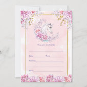 Vul uitnodiging waterverf bloemenkroon eenhoorn in (Voorkant)