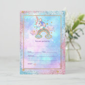Vul Unicorn uitnodiging in (Staand voorkant)