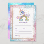 Vul Unicorn uitnodiging in (Voorkant / Achterkant)