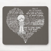 Vul uw hartwitte letters/donkerbruin muismat (Voorkant)