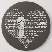 Vul uw hartwitte letters/donkerbruin ronde button 6,0 cm (Voorkant)