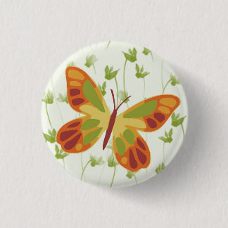 Vulende vlinder in gras ronde button 3,2 cm