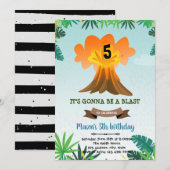 Vulkaan verjaardag thema uitnodiging (Voorkant / Achterkant)