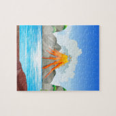 Vulkaanuitbarsting in het meer legpuzzel (Horizontaal)