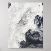 Vulkaanuitbarstingen in het centrum van het schier poster (Voorkant)