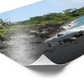 Vulkaanzandstrand op Hawaï, foto-afdruk Foto Afdruk (Hoek)