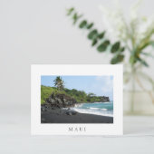 Vulkaanzandstrand op het witte briefkaart Maui (Staand voorkant)