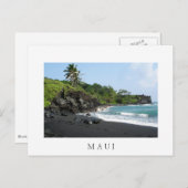 Vulkaanzandstrand op het witte briefkaart Maui (Voorkant / Achterkant)