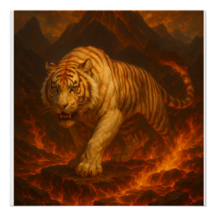Vulkanisch Witte Tijger Premium Muurkunst – Fijne Perfect Poster