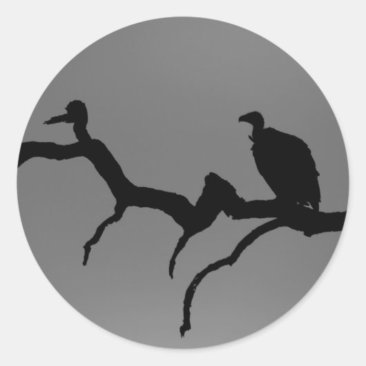 Vulture Silhouette Ronde Sticker (Voorkant)