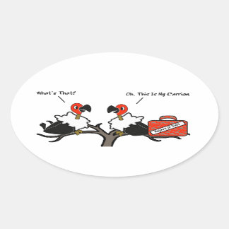 Vultures Carrion Carry-on Bagage Cartoon Ovale Sticker