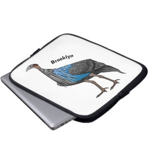 Vulturine guineafowl vogelschilderij cartoon laptop sleeve