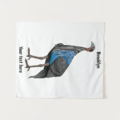 Vulturine guineafowl vogelschilderij cartoon wandkleed (Voorkant (horizontaal))