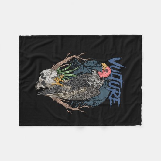 Vultuur en schedel donkere halloween fleece deken (Voorkant (Horizontaal))