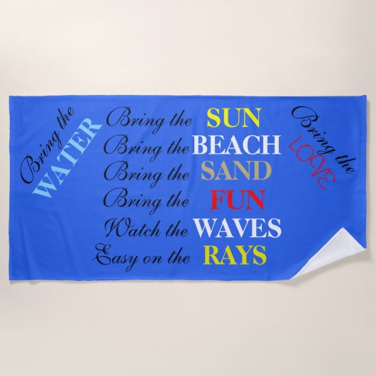 Vun Beach Gezegden Blue Beach Typografie Strandlaken (Voorkant)