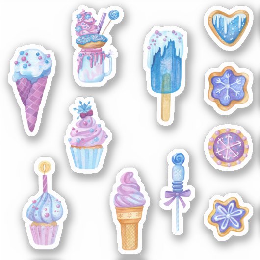 Vun Blauw en Paars Bevroren Pakket Sticker (Voorkant)