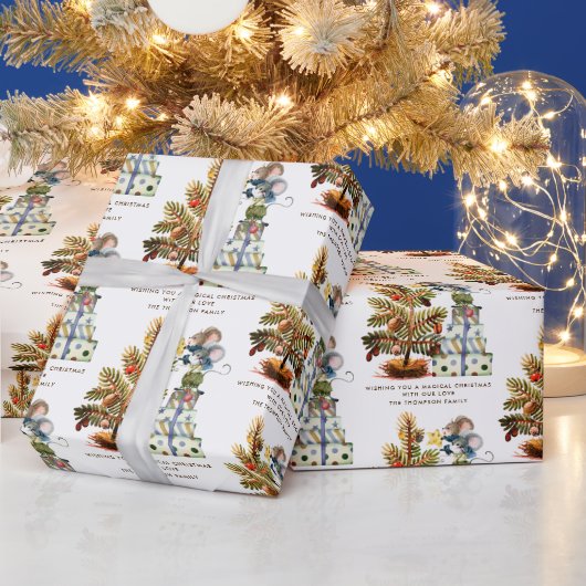 Vun Cute Mice-kerstboomnaam Cadeaupapier (Feestdagen)