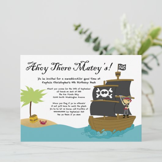 Vun de uitnodiging van het piratenfeest van een sc (Staand voorkant)