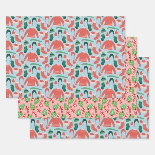 Vun- en kerstinpakpapier inpakpapier vel (Set)