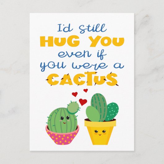 Vun en kleurrijke cartoon Cactus in de Valentijn Briefkaart (Voorkant)