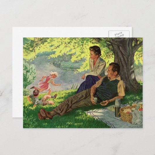 vun Familie Picnic onder een schaduwboom Briefkaart (Voorkant / Achterkant)