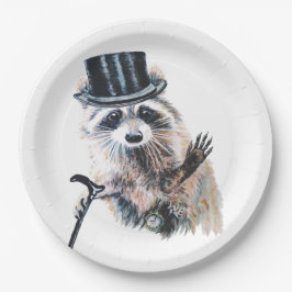 Vun Gekke, formeel Attire Raccoon Dier Papieren Bordje