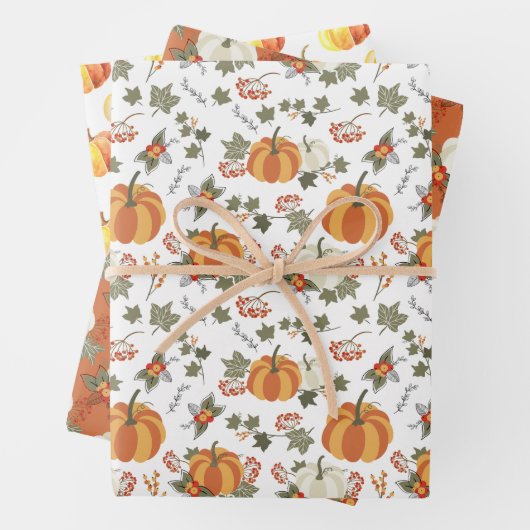 Vun Herfst pompoenen met gecoördineerde omlooppapi Inpakpapier Vel (In situ)