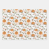Vun Herfst pompoenen met gecoördineerde omlooppapi Inpakpapier Vel (Voorkant)