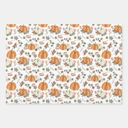 Vun Herfst pompoenen met gecoördineerde omlooppapi Inpakpapier Vel (Voorkant)