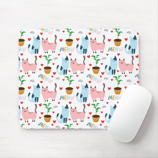 Vun katten en muizen met hart muismat (Met muis)