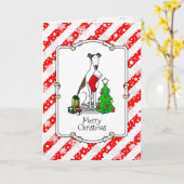 Vun kerstboom 2 Greyhound Dog (brindle white) Kaart (Gele Bloem)