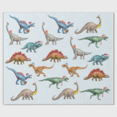Vun kerstfeestdag Dinosaur-Waterverf Cadeaupapier (Vlak)