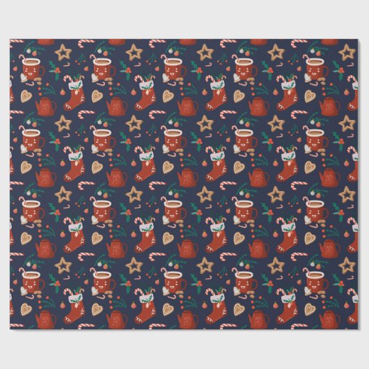 Vun kerstkousen en -pasta's cadeaupapier (Vlak)