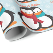 Vun kerstpinguïn Couple  Cadeaupapier (Rol Hoek)