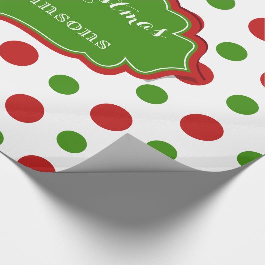 Vun kerstpokadots in rood en groen cadeaupapier (Hoek)
