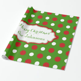 Vun kerstpokadots in rood en wit cadeaupapier