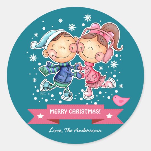 Vun Kinderen | Eigen naam kerstmis Ronde Sticker (Voorkant)