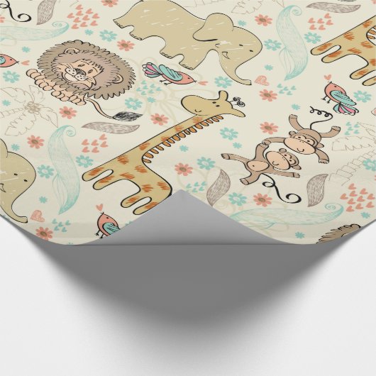 Vun kleurrijk Oerwoud dierpatroon Cadeaupapier (Hoek)