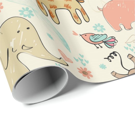 Vun kleurrijk Oerwoud dierpatroon Cadeaupapier (Rol Hoek)