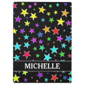 Vun, kleurrijk sterrenpatroon + aangepaste naam klembord (Achterkant)