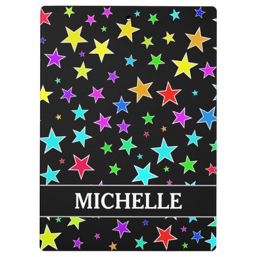 Vun, kleurrijk sterrenpatroon + aangepaste naam klembord (Achterkant)