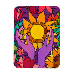 Vun patroon met bloemen en handen magneet